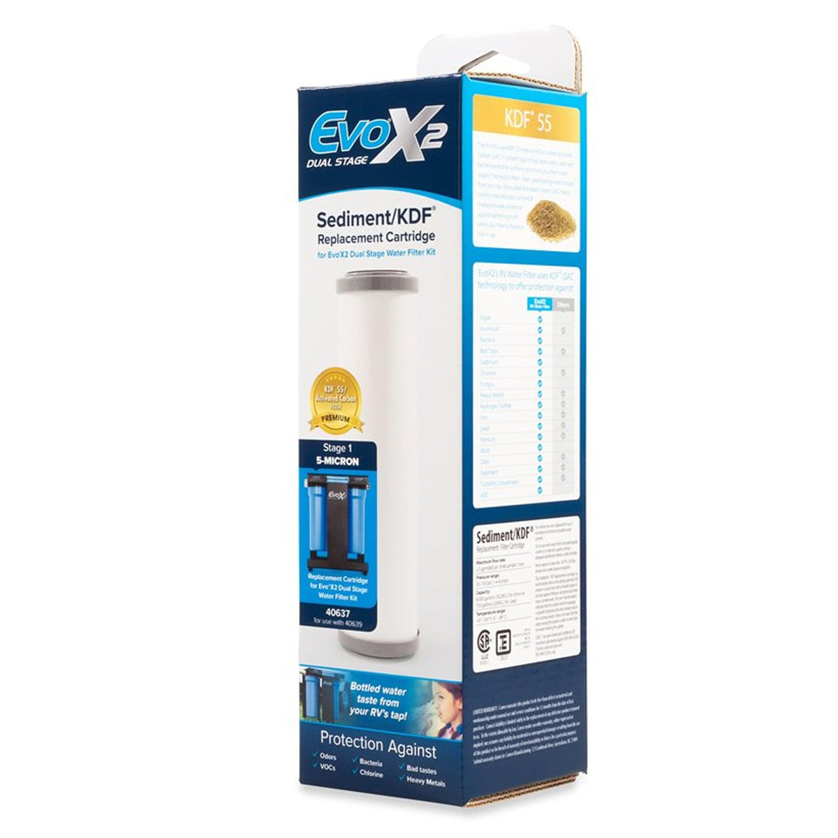 Camco EVO replacement filter for dual systems supports longer overall filter life.