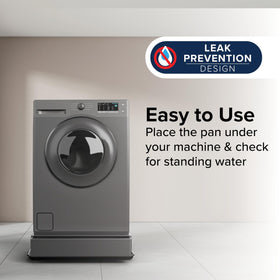 Camco drain pan fits front-loading washers to guard the floor