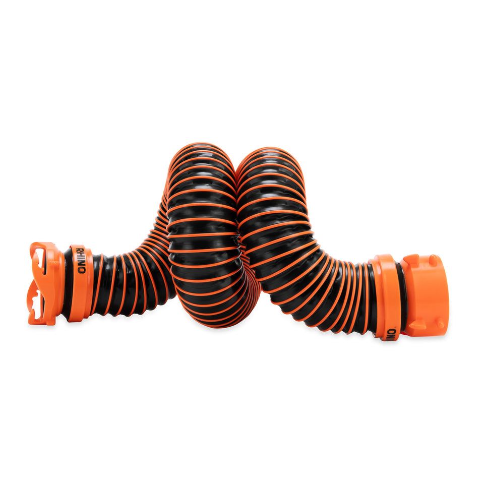 Camco RhinoEXTREME 5ft extension showing extended reach for RV waste disposal