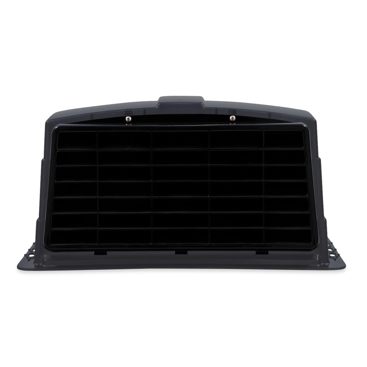 Camco smoke roof vent cover allows venting while traveling in rain.