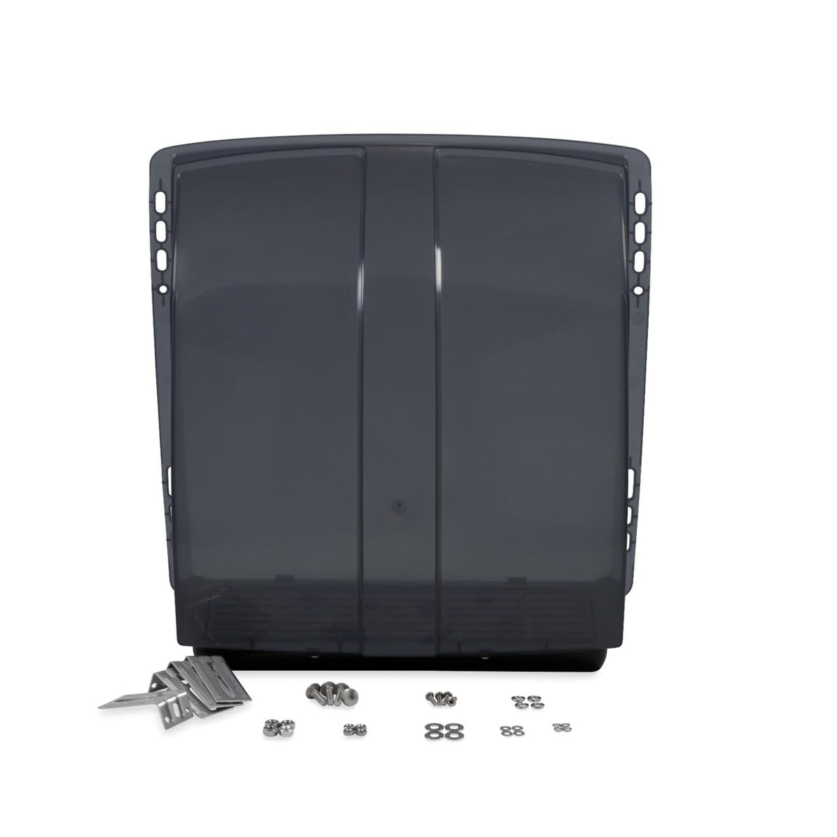 Camco smoke roof vent cover with removable louvers for easy cleaning.