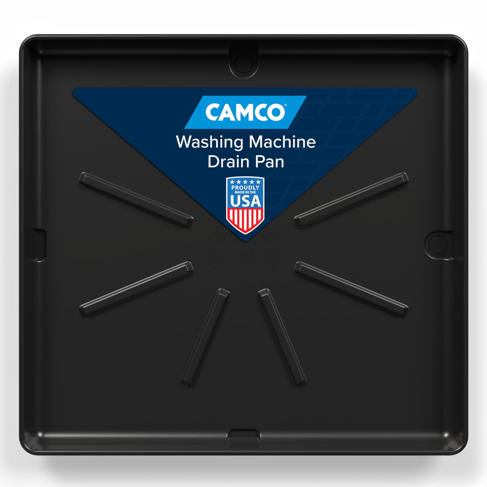 Camco washing machine drain pan assembly protects floors during laundry