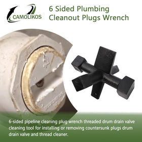 CAMOLIKOS threaded cleanout wrench suits threaded cleanouts for versatile plumbing access.