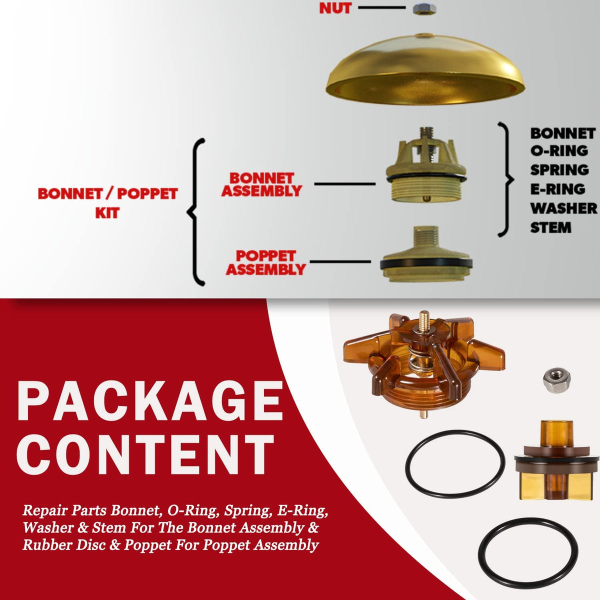 Camoo engineered plastic and brass internal parts resist mineral buildup
