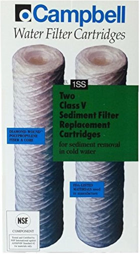 Campbell 1SS sediment filter with 5 micron filtration for clearer potable water.