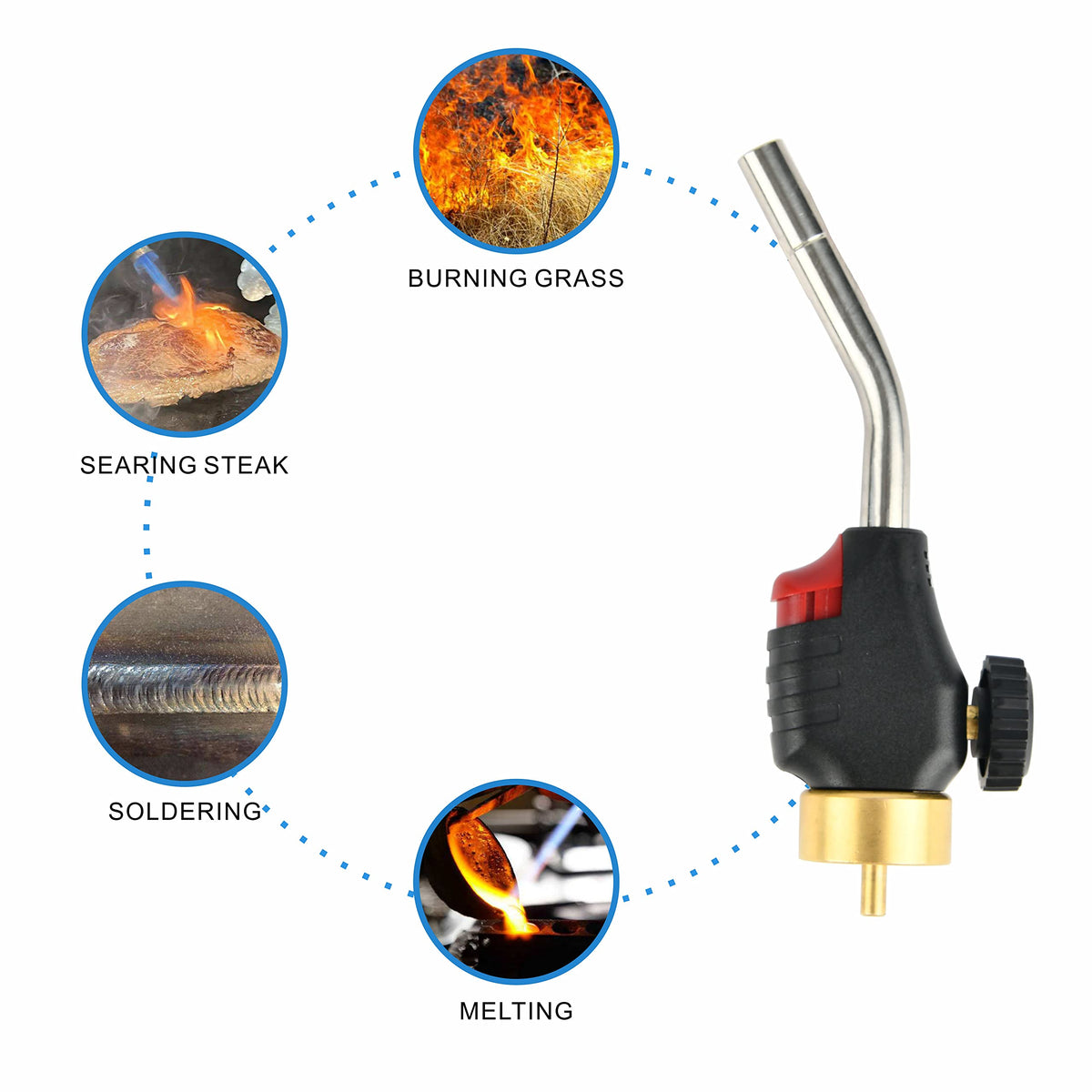 CAMPFIRE Trigger Start Torch safety valve protects during ignition and use.