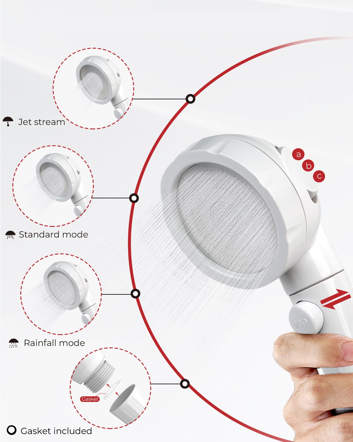 Easy install for CAMPLUX showerhead without tools on standard fittings.