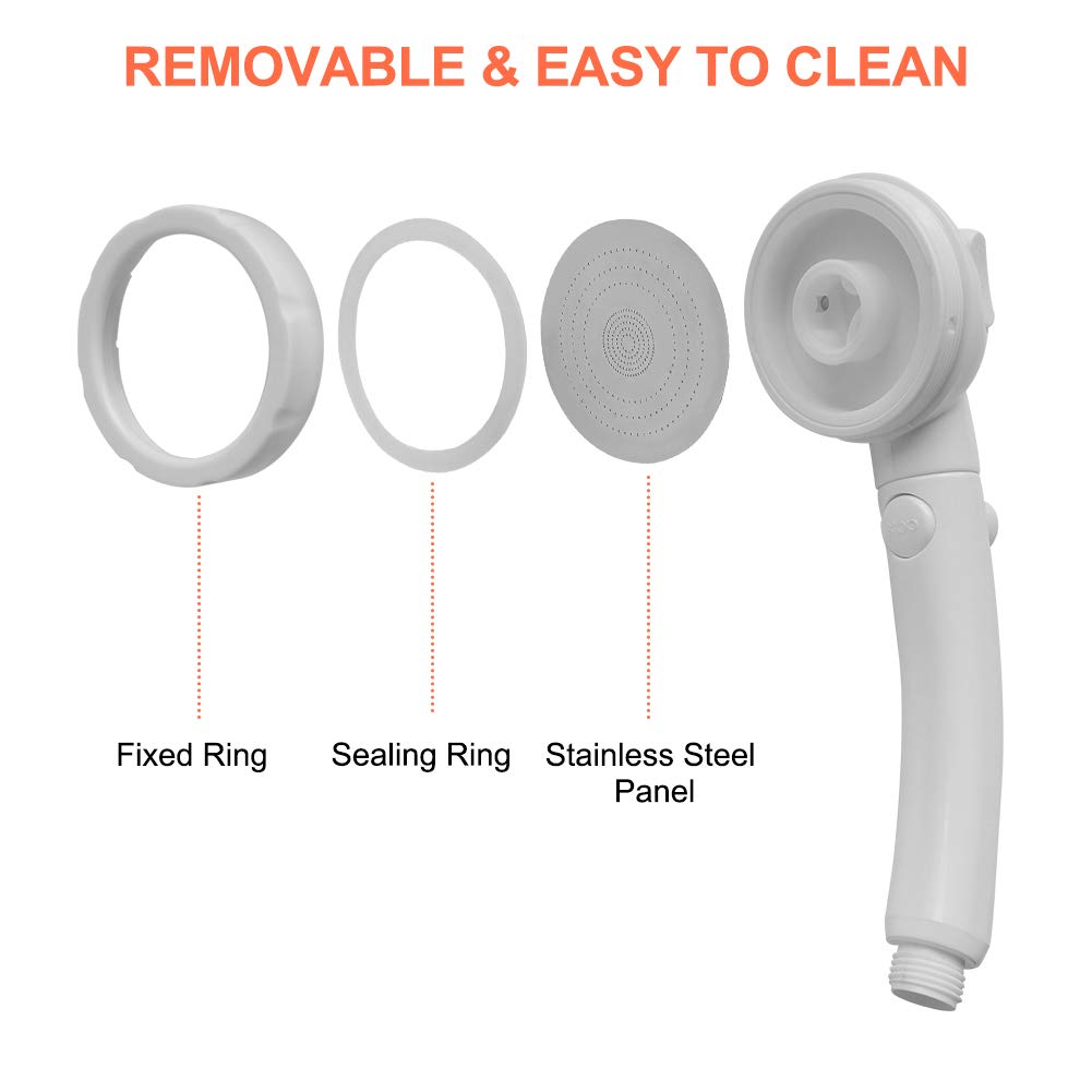 High-pressure CAMPLUX showerhead with water-saving micro nozzle technology.