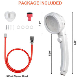 CAMPLUX showerhead with three spray settings for camping and outdoor cleansing.