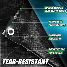 Textured polyethylene surface resists tearing in rugged outdoor use.
