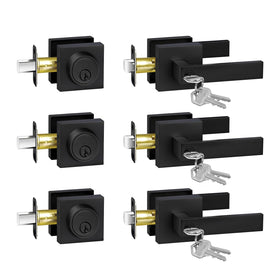 Camtek exterior lock set on front door with matte black finish for secure entry