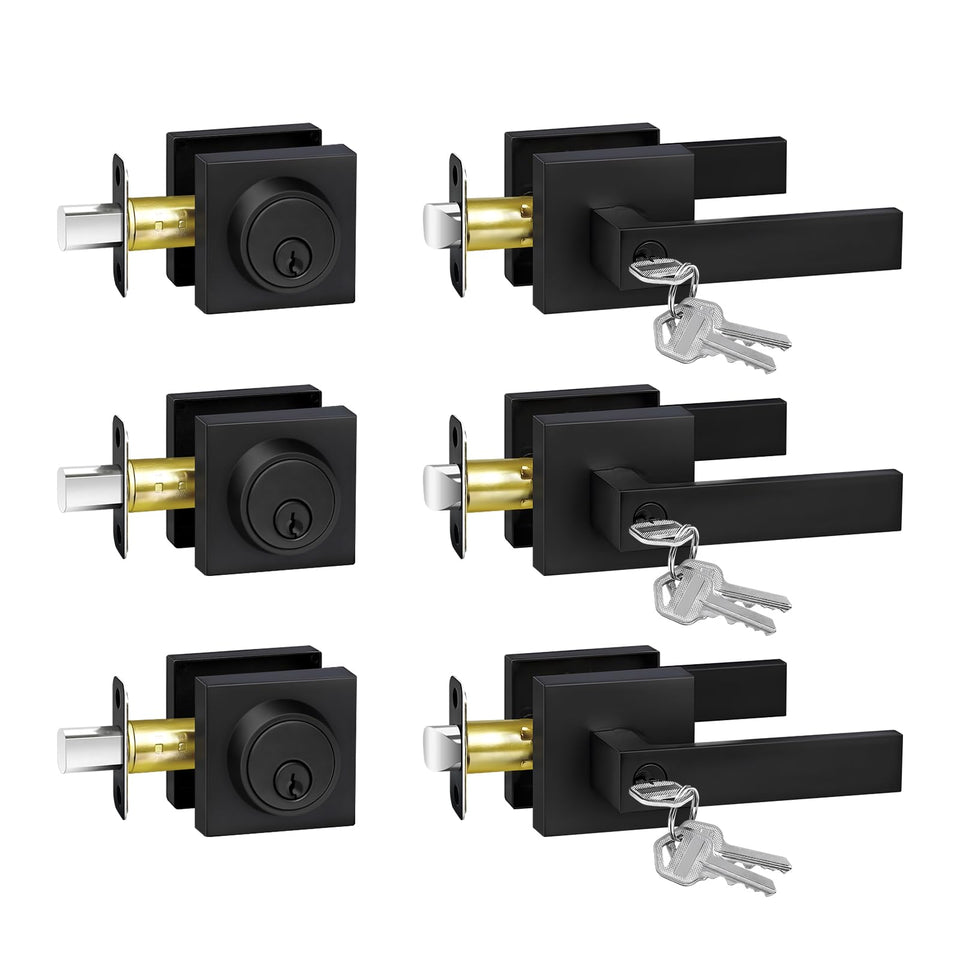 Camtek exterior lock set on front door with matte black finish for secure entry