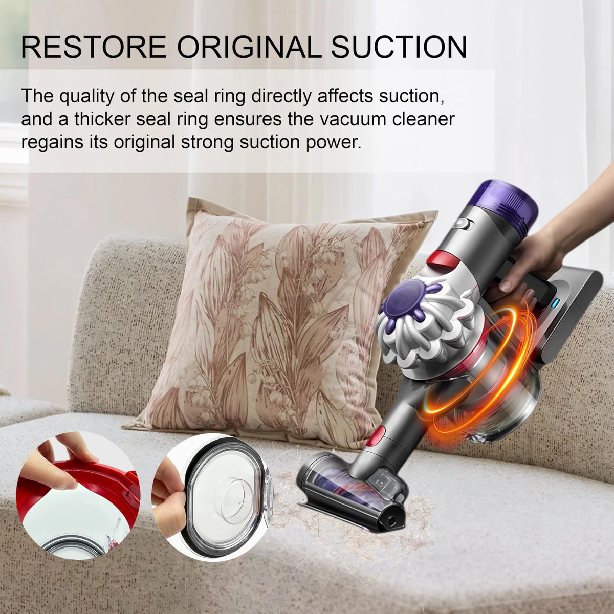 CandgFun Dyson V7/V8 inlet focus with easy snap-in fit for quick cleaning