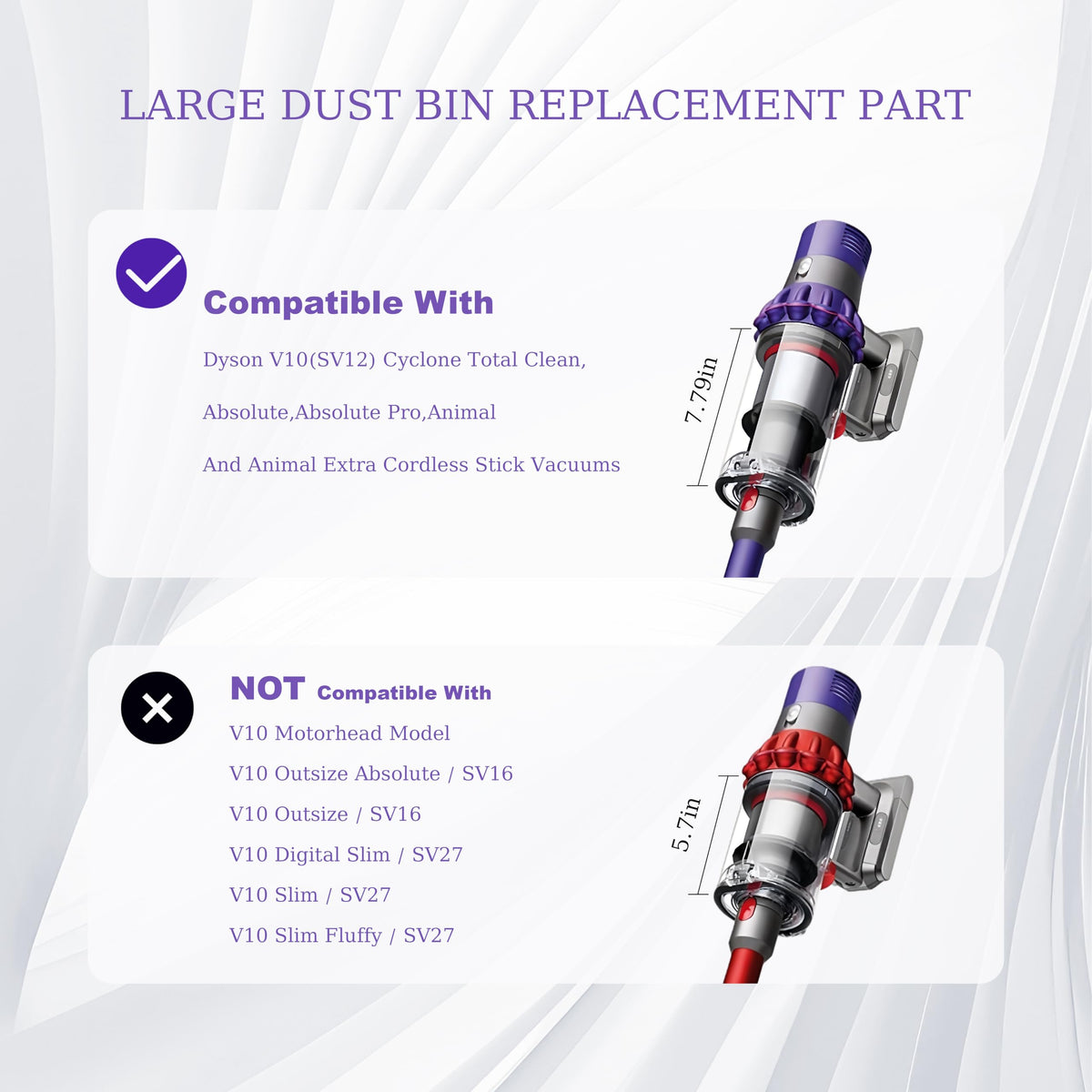 Close-up of CandgFun Dyson V10 SV12 dust bin showing a tight seal.
