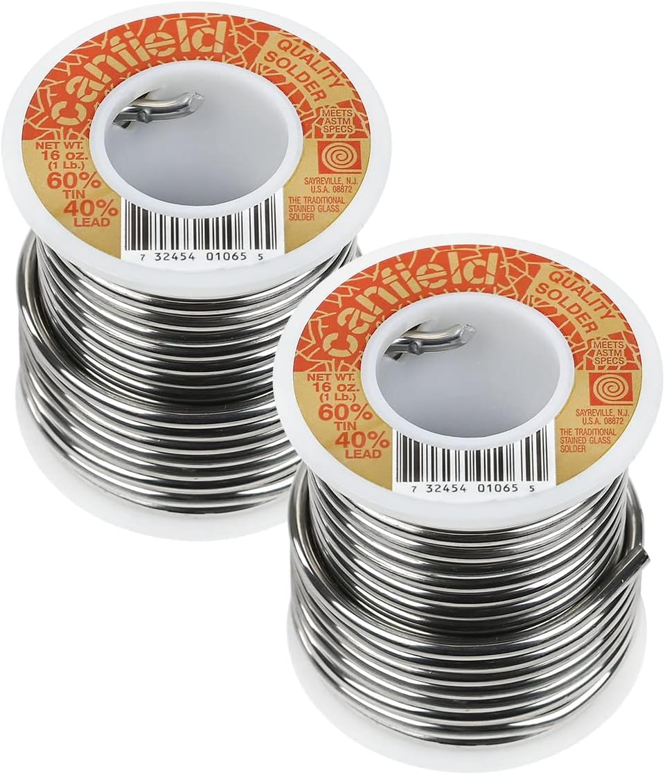 Canfield 60/40 solder two spools ready for stained glass projects.