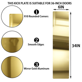 CANGETS aluminum kick plate 6x34 for 36-inch doors