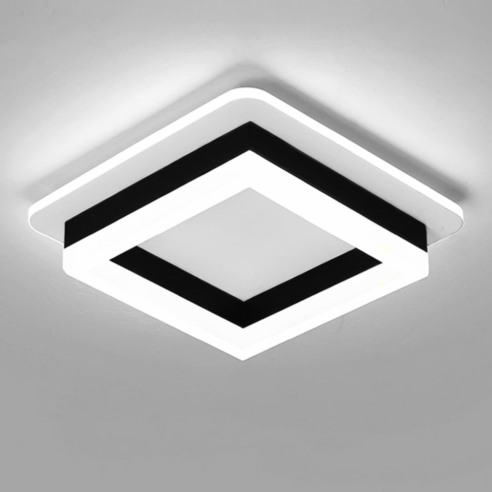 CANEOE square modern LED ceiling light fixture two-square-frame black finish, ideal for modern spaces