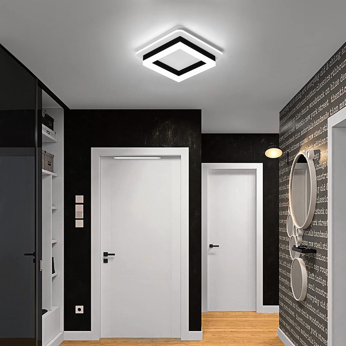 CANEOE square modern LED ceiling light fixture 6000K cool white illumination
