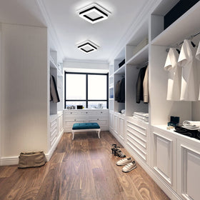 CANEOE square modern LED ceiling light fixture with aluminum and milky acrylic, durable design