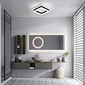 CANEOE square modern LED ceiling light fixture black finish close-up