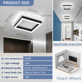 CANEOE square modern LED ceiling light fixture easy installation with included instructions