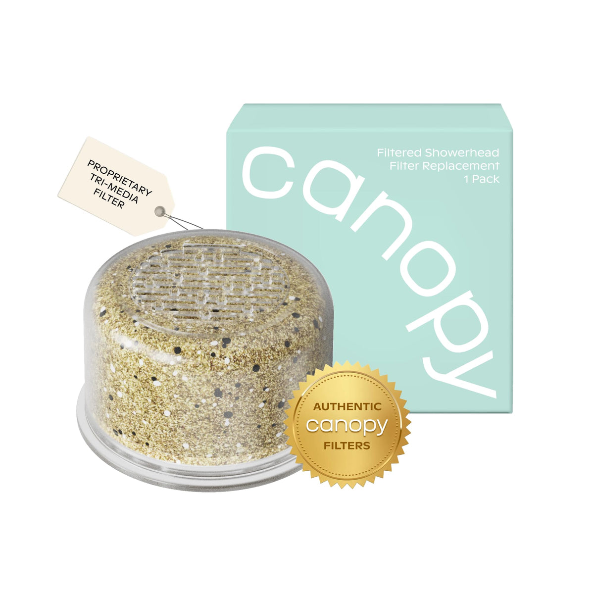 Canopy authentic showerhead filter replacement cartridge for quick 90-day water refresh.