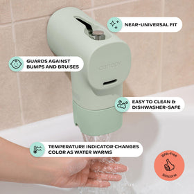 Canopy tool-free installation fits most tub spouts quickly