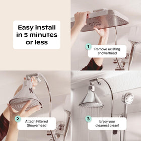 Canopy Filtered Shower Head filtration media close-up reveals carbon layers.