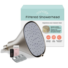 Canopy Filtered Shower Head nickel front view with premium finish