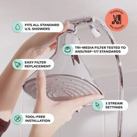 Canopy shower head with three pressure settings for customizable spray