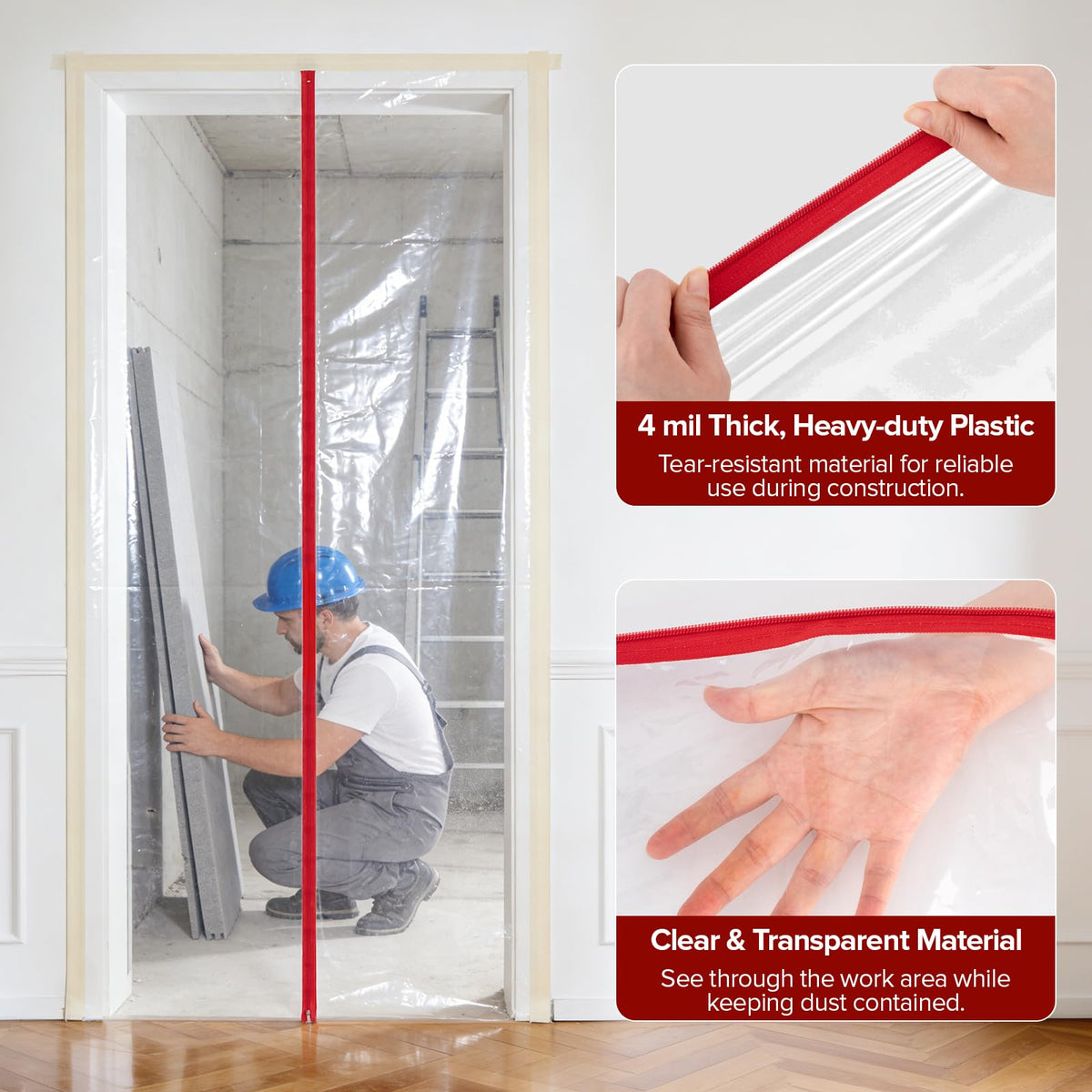 Canvino construction dust barrier zip door for painting and drywall work