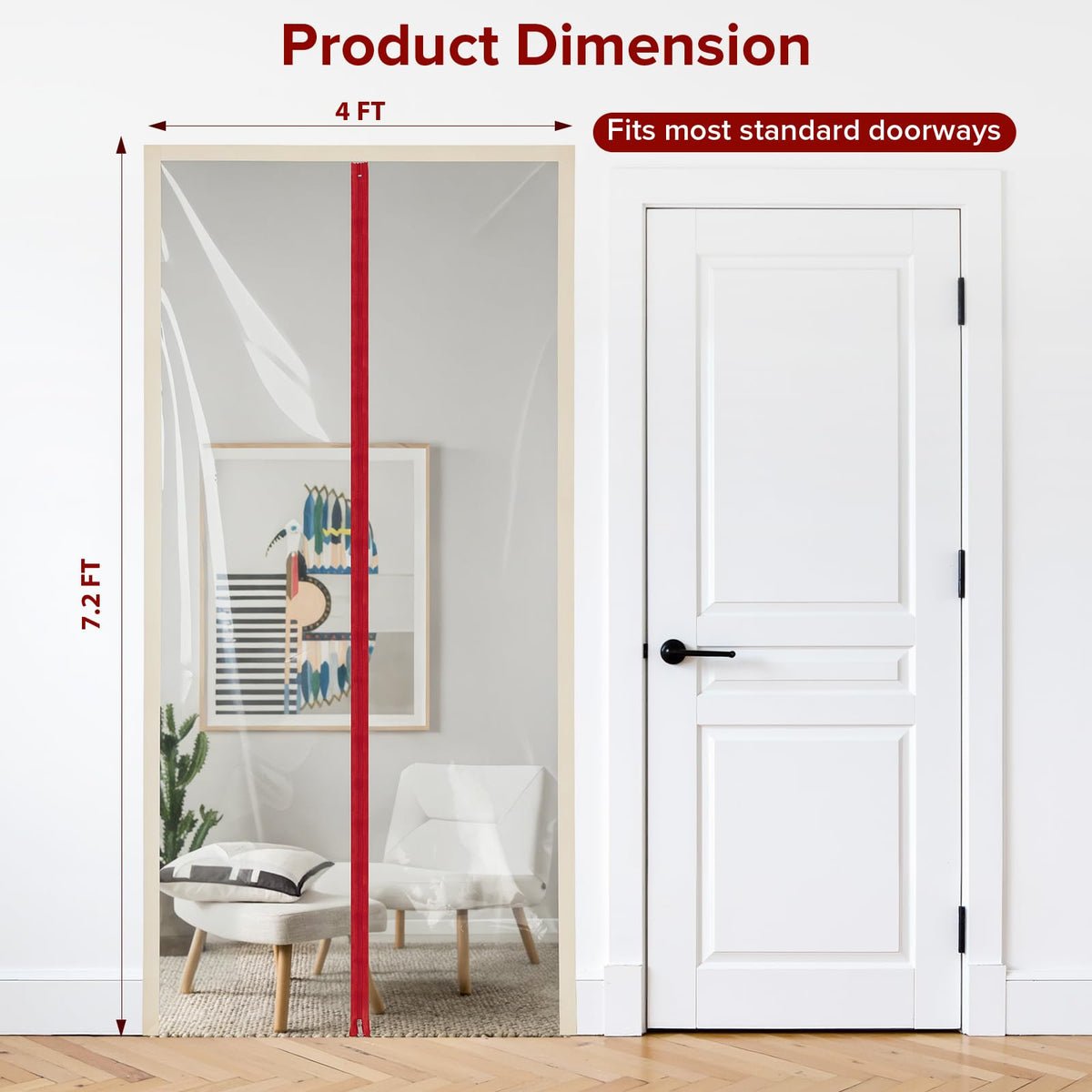 Canvino translucent door curtain for dust control with easy access for painters