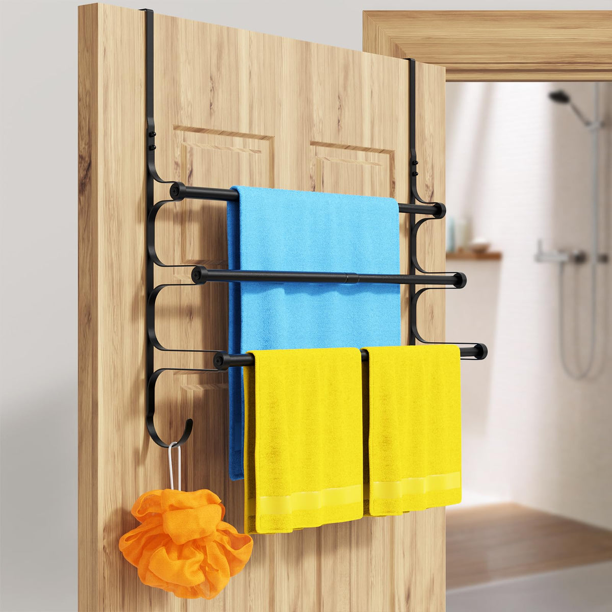CANYAVE over-door towel rack adhesive tape detail ensures door-safe mounting.