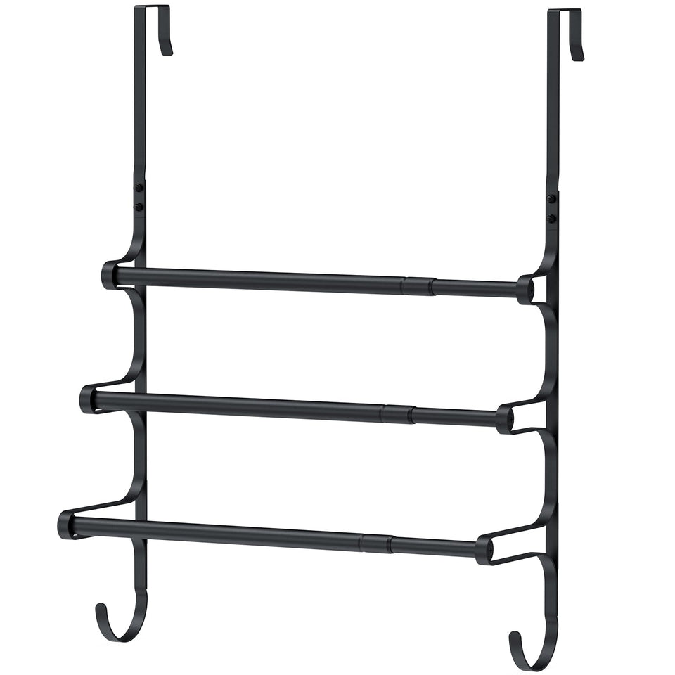 CANYAVE over-the-door towel rack shows space-saving organization for towels.