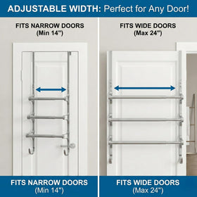 CANYAVE extendable bar fits doors up to 1.57 inches thick.
