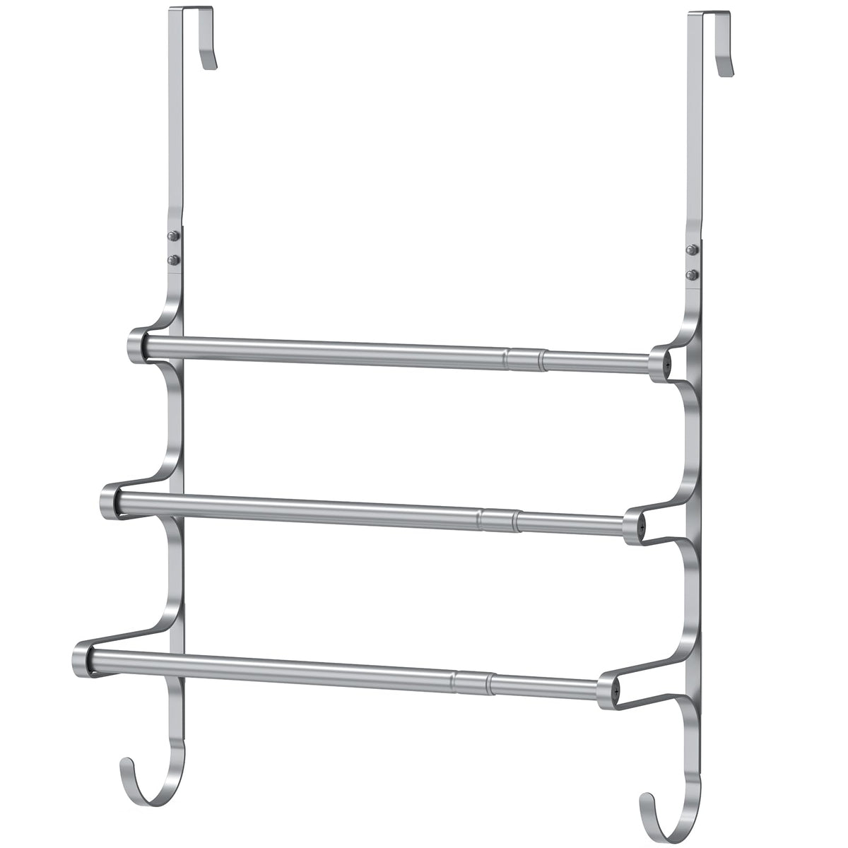 CANYAVE over-the-door towel rack with extendable bar for flexible towel sizes.