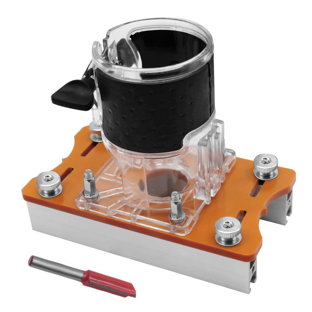 Caoeal Wood Trimmer Base demonstrates 65mm fit for stable routing.