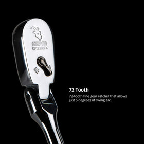 Capri Tools 180-degree flex-head enables easy navigation of awkward angles.