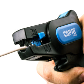 Capri Tools 20011 built-in wire cutter supports integrated stripping and cutting tasks.