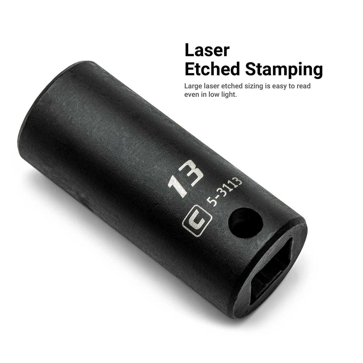 Capri Tools 3/8 drive semi-deep 14mm socket featuring WaveDrive grip design.