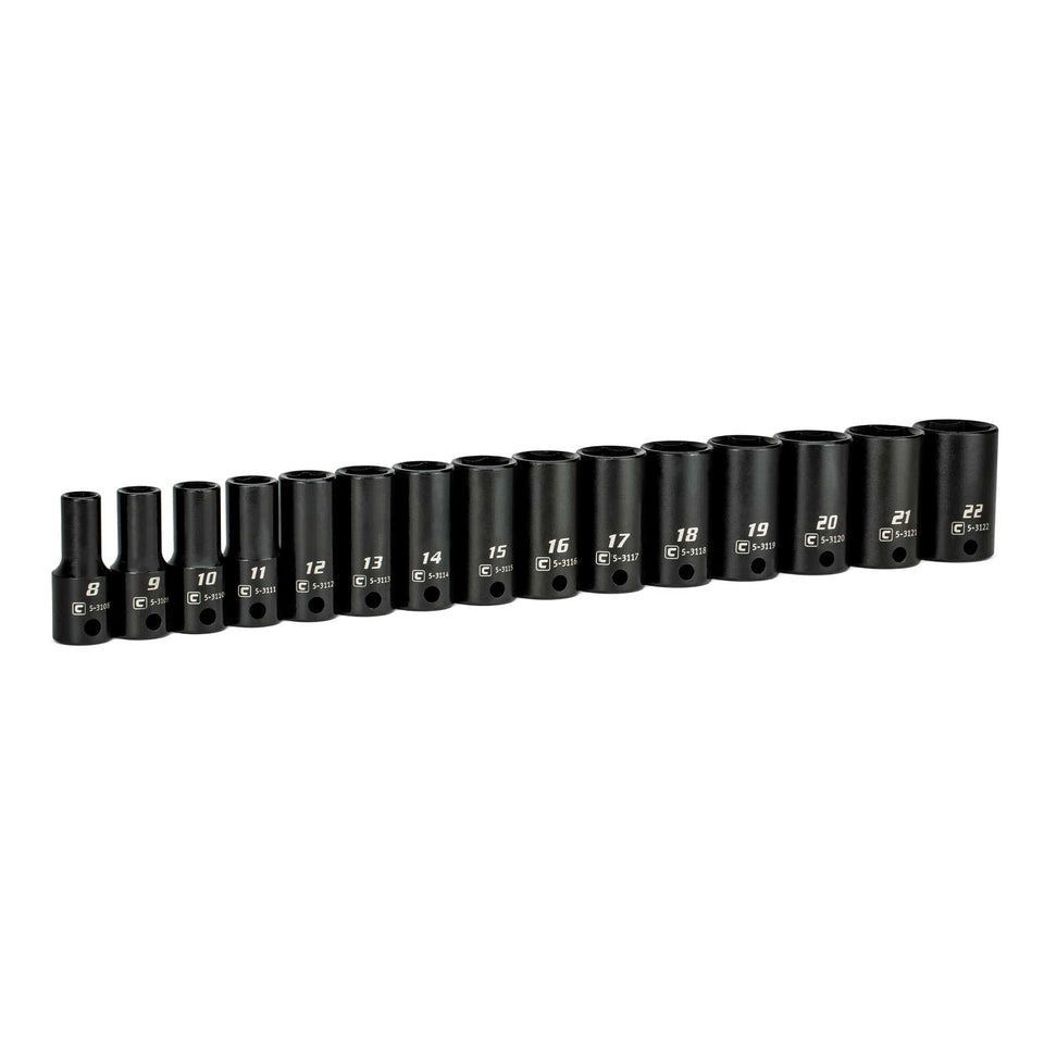 Capri Tools 3/8 drive semi-deep 8mm socket for high-torque fastening.