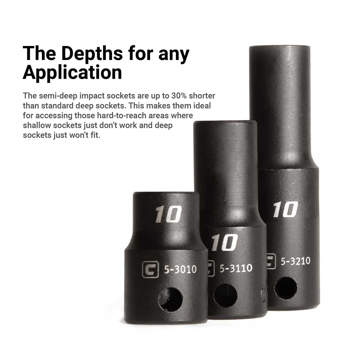 Capri Tools 3/8 drive semi-deep 9mm socket enables precise torque.