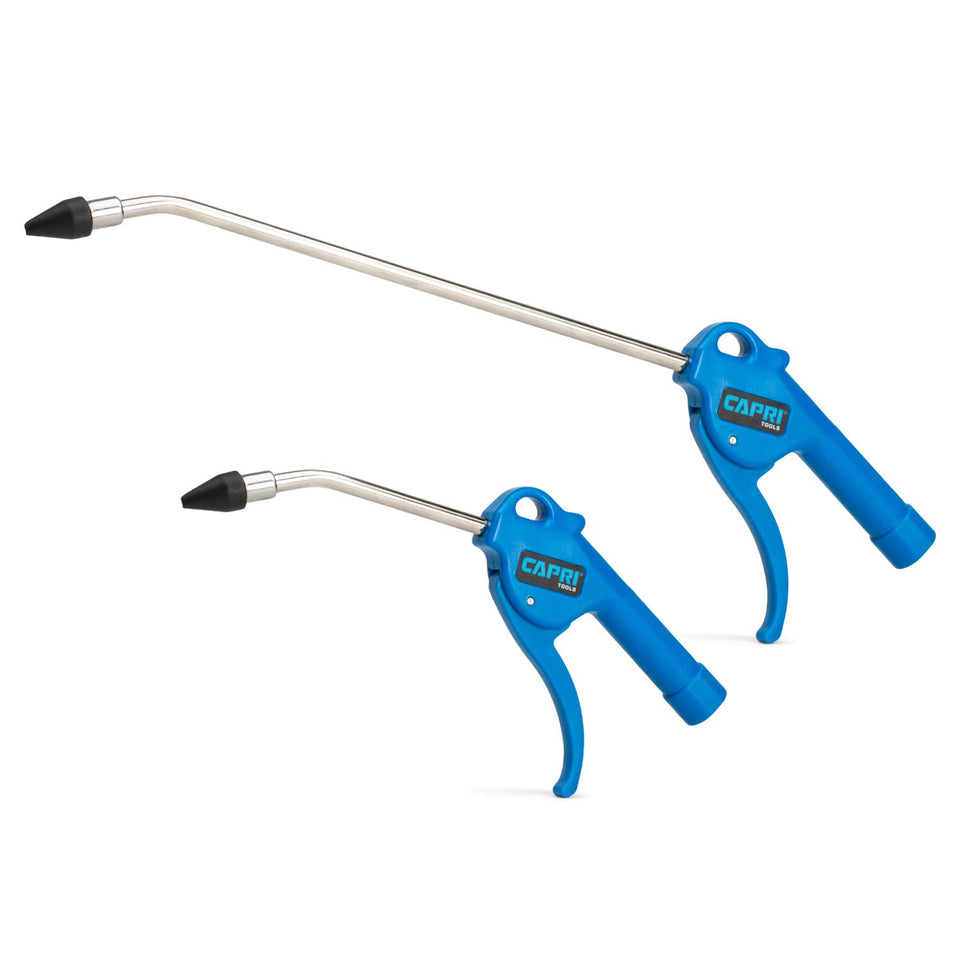 Capri Tools 5-inch air blow gun with ergonomic grip for precise, controlled drying