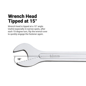 Capri Tools metric wrench set display of 14 sizes from 6 to 19 mm.