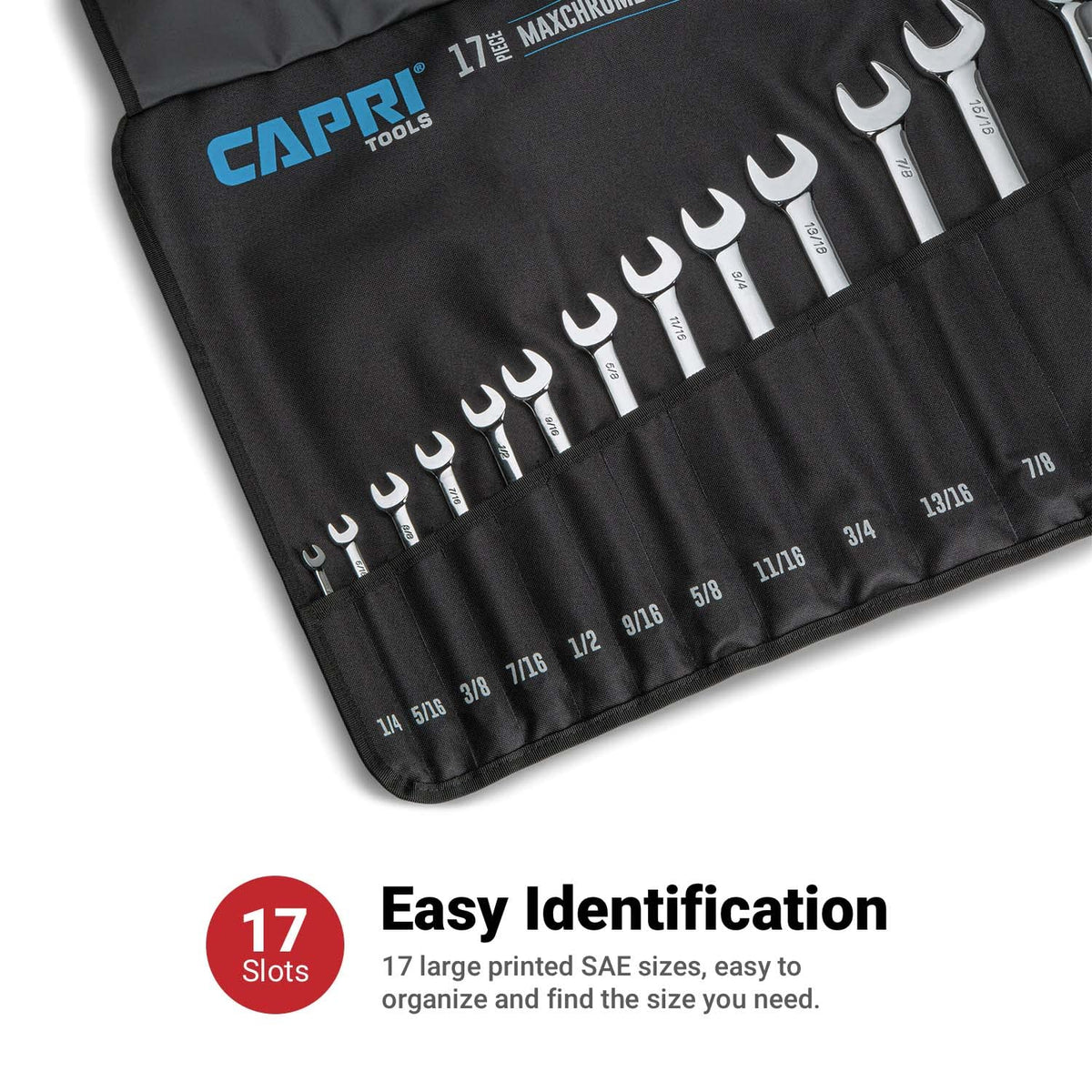 Capri Tools quick-release buckles close securely for easy transport