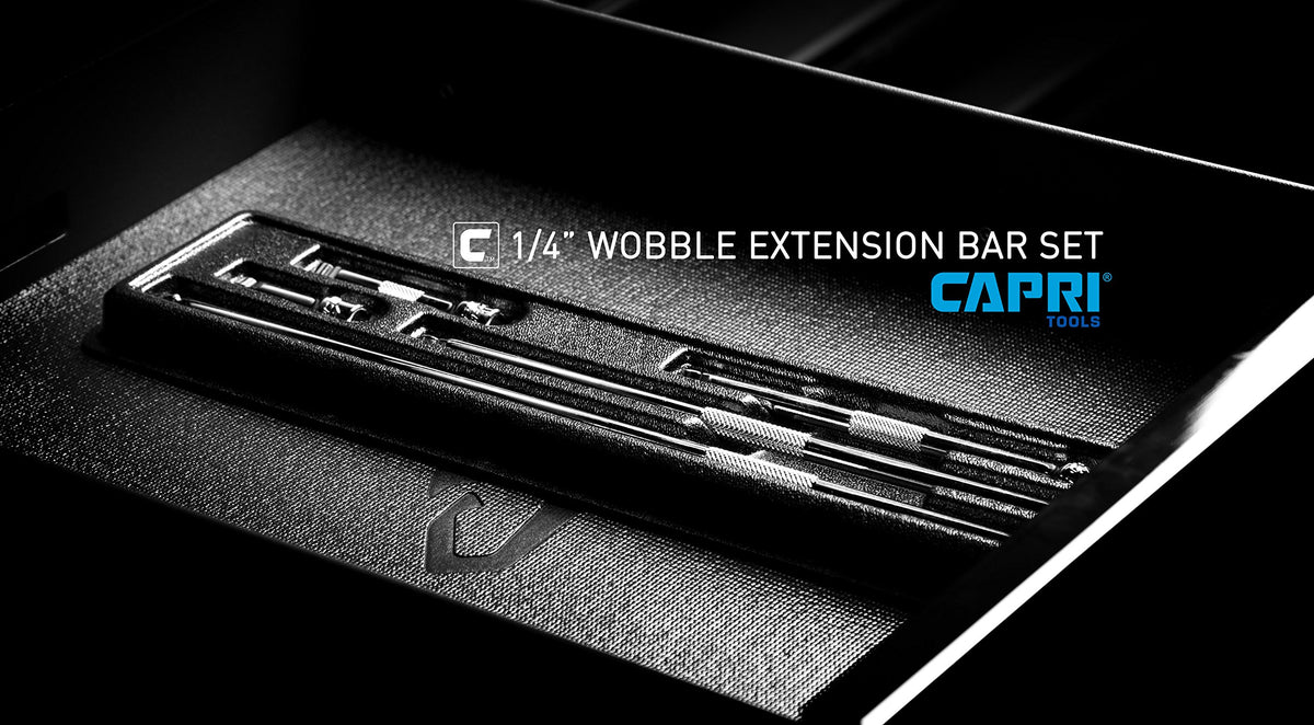 Capri Tools wobble extension bar set in action improving reach and versatility.