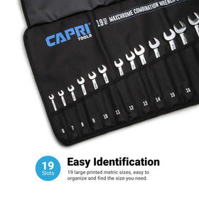 Capri Tools wrench roll canvas detail shows durable fabric and stitching.