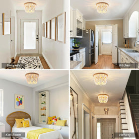 Capslpad hallway wood-bead fixture provides decorative glow at entryways.