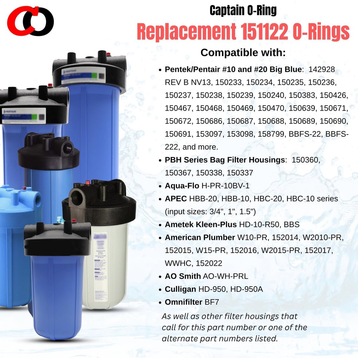 Captain O-Ring 151122 compatibility with Pentair/Pentek simplifies DIY maintenance
