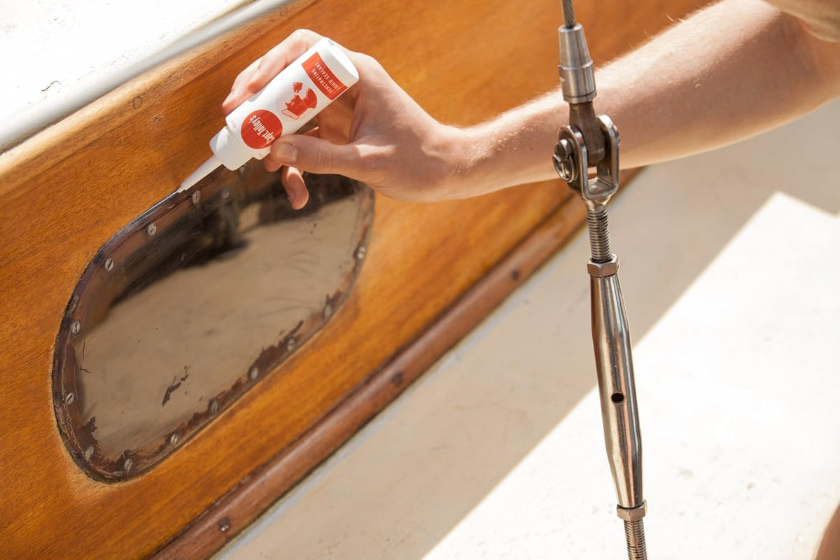 Creeping Crack Cure drying to a invisible, clear seal on caravan crack repairs.